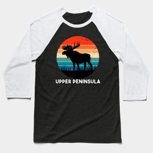 Upper Peninsula Moose Sunset Baseball T-Shirt